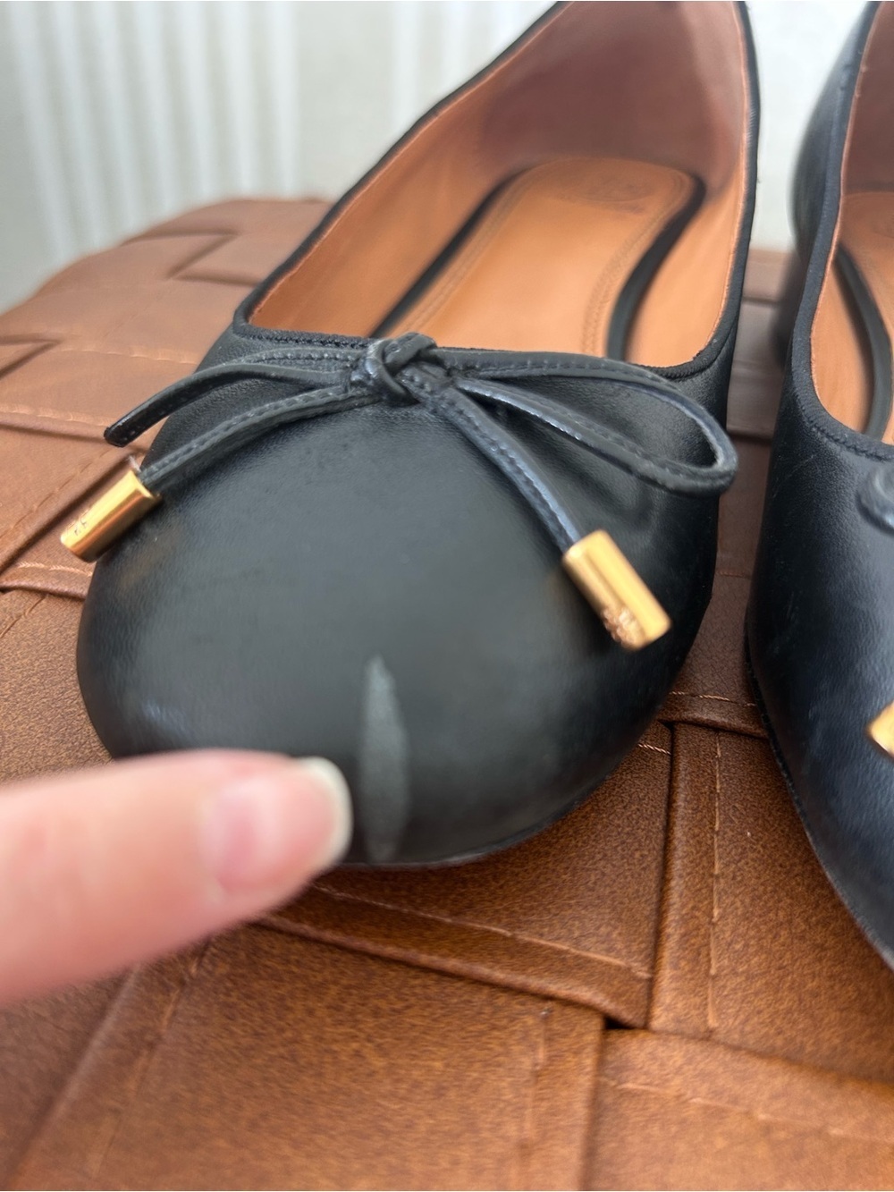 TORY BURCH Brooke Bow 25MM  Black Ballet Nappa Leather Heels Women’s Size 8.5 - Picture 10 of 11